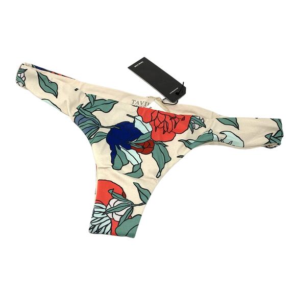 Tavik Ali Mini Swim Bottom Emma Floral Tapioca Bikini Bottom Small NEW - Picture 1 of 8